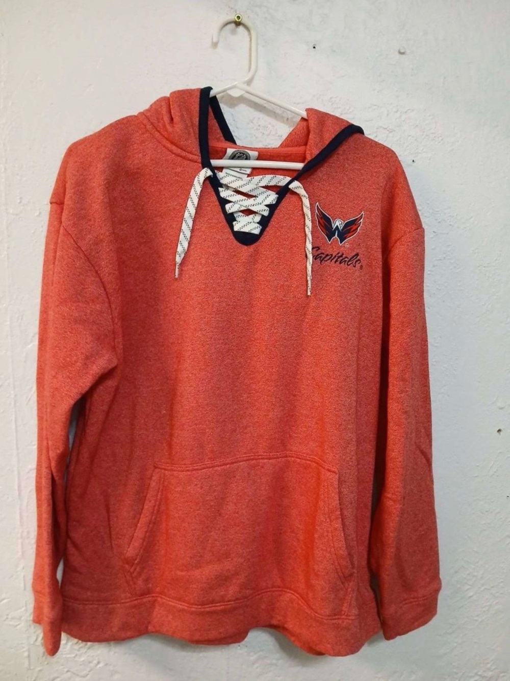 Washington Capitals NHL Women’s Large 12/14 Lace Up Hoodie Orange Pullover